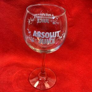 Absolut  Juice Vodka Goblet Clear Glass White Etching 16 Oz Each Single Stem Bar